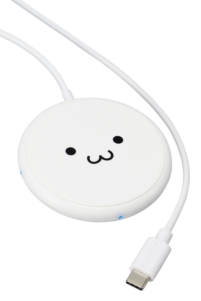 エレコム ケーブル一体型 Qi規格対応ワイヤレス充電器(5W・卓上・1m)(しろちゃん(ホワイト×ブラック)) W-QA25WF