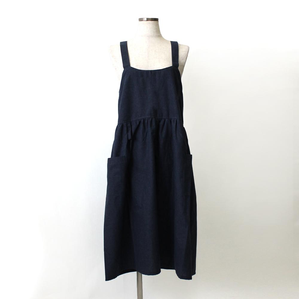 Gingham Aprons - BACKYARD FAMILY(バックヤードファミリー) フレアギャザークロスエプロン(ネイビー) BF024642-1A-2D [BF0246421A2D]