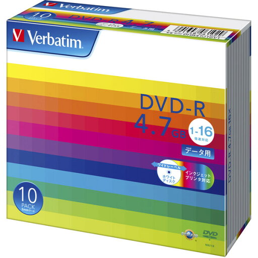 バーベイタム データ用16倍速対応DVD-R 10枚パック 4.7GB ホワイトプリンタブル DHR47JP10V1 バーベイタム データ用16倍速対応DVD-R 10枚パック 4.7GB ホワイトプリンタブル DHR47JP10V1