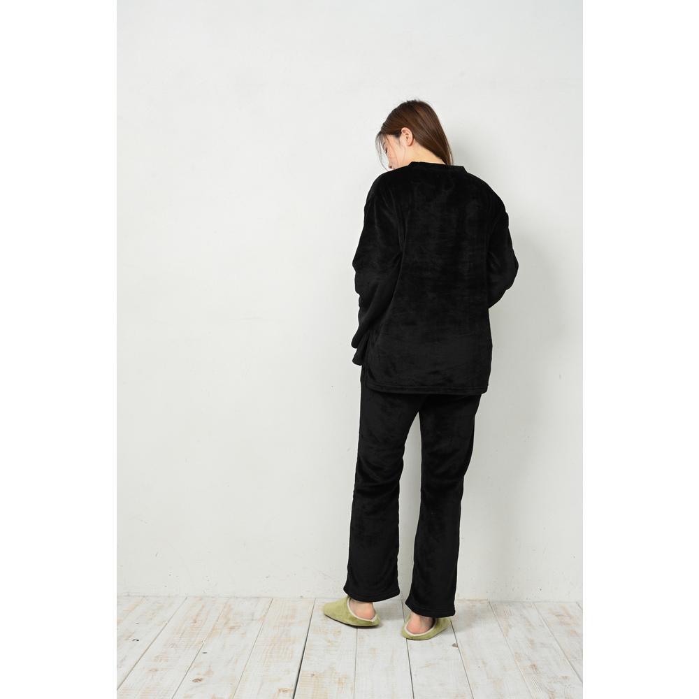 BF020617-1C-2E BACKYARD FAMILY(バックヤードファミリー) ファーフリース セットアップ レディース（無地/ブラック LL-3L）