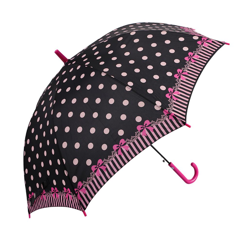 BACKYARD FAMILY(バックヤードファミリー) ジュニア耐風骨長傘 55cm(24030.リボンドットブラック) BF012747-1A-2C [BF...