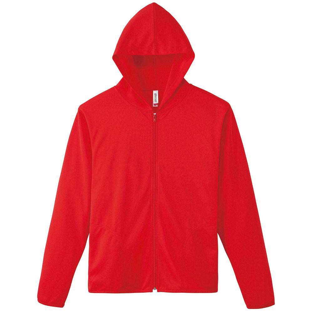 【返品種別A】□「返品種別」について詳しくはこちら□◆薄手で柔らかいドライジップパーカーが登場。◆快適な着心地吸水速乾性があり、汗をかいてもサラッと快適。お洗濯後もすぐ乾く◎◆機能性抜群ストレッチ性に優れているので、動きやすい◎ウォーキングやジョギングなどスポーツウェアとして着用するのもおすすめ。◆日焼け対策に着脱しやすいジップパーカータイプ。フードをかぶれば、首や頭部を紫外線からガード！　◆軽量素材軽量でシワになりにくく、持ち運びがラクラク。左右に便利なポケット付き。シンプルなデザインと豊富なカラーバリエーション。男女問わず着用可能◎■　仕　様　■素材：ポリエステル100％サイズ：[メンズ]SSサイズSサイズMサイズLサイズLLサイズ3Lサイズ※サイズについて詳細は、商品画像の中にあるサイズ表をご覧くださいませ。重量：約218g（※Mサイズの商品の重量です。）洗濯機　可ドライクリーニング　不可乾燥機　不可長時間日光にあたったり、摩擦、水漏れなどによる色落ちや色移りすることがあります。お取り扱いの際は、商品やパッケージなどに記載されている品質表示、アテンションタグ、ご使用上の注意事項などを必ずご確認下さい。本来の目的以外にはご使用にならないで下さい。カメラやモニターの性質により、画像と実物の色の違いがある場合がございますのでご理解願います。[BF0255341B2C]glimmer(グリマー)アウトドア＞ランニング・ジョギング＞ウェア