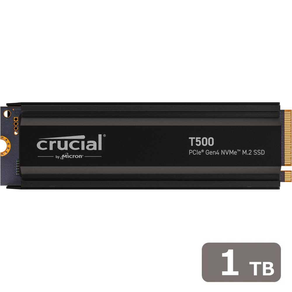 Crucial（クルーシャル） T500 1TB PCIe Gen4 NVMe M.2(Type2280) 内蔵SSD ヒートシンク付き 読込7300MB/秒 書込6800MB/s PS5対応 CT1000T500SSD5JP