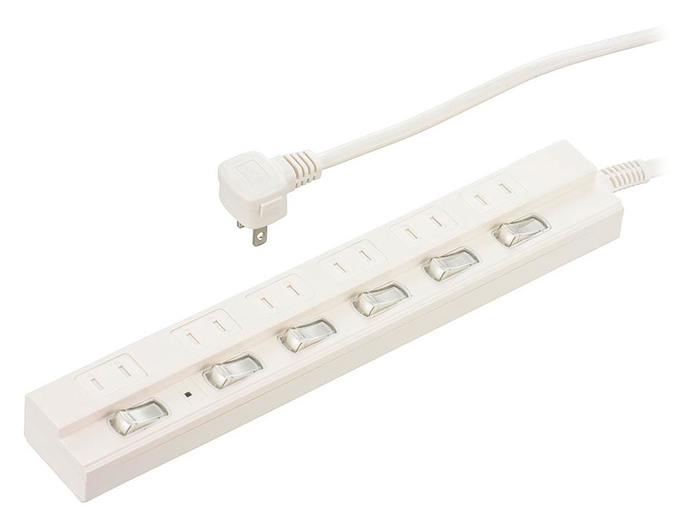 楽天市場】オーム 電源タップ 6個 1mの通販