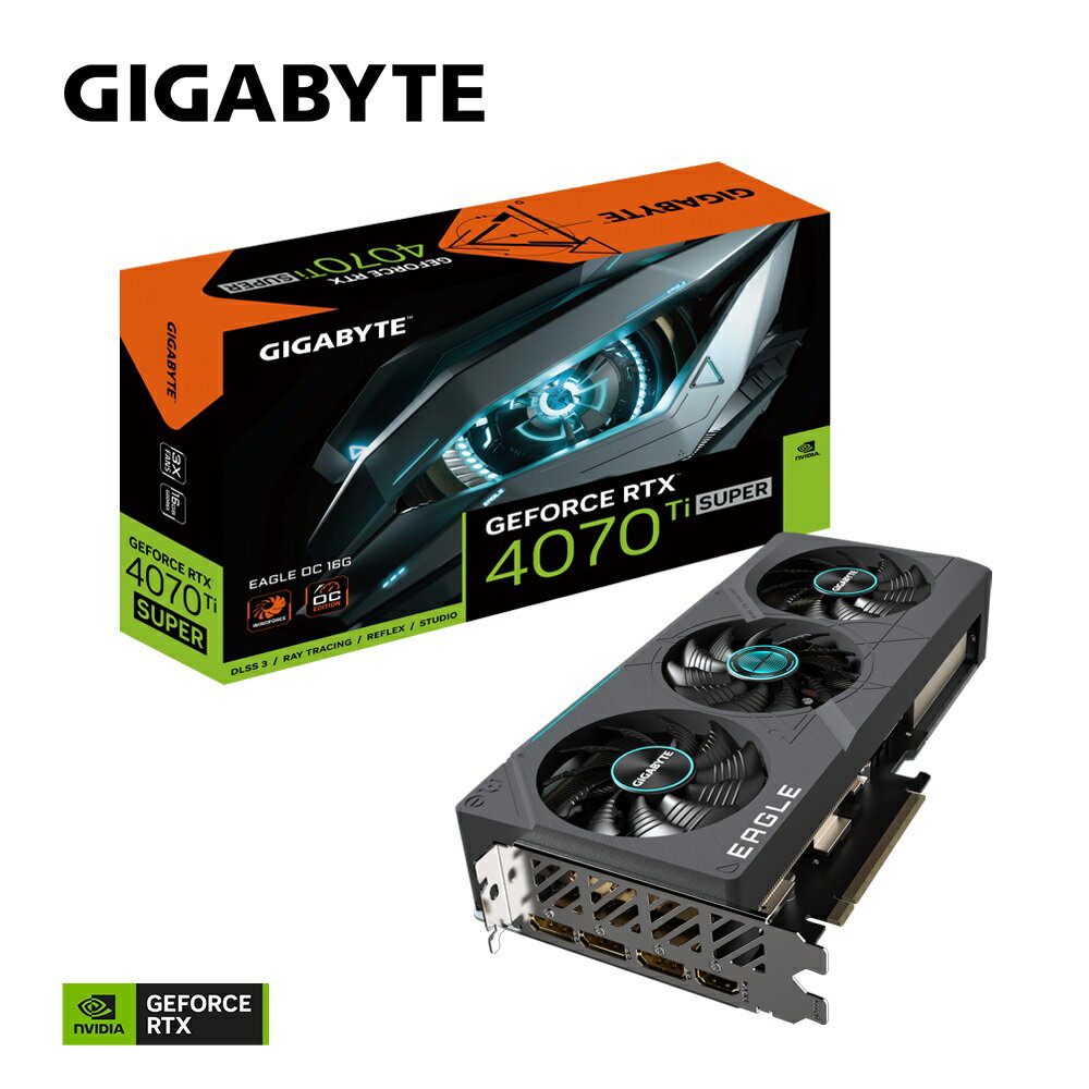 GIGABYTEʥХȡ GeForce RTX 4070 Ti SUPER EAGLE OC 16G WINDFORCE󥰥ƥ 80mmե3/16GB GDDR6X /DisplayPort 1.4a x3/HDMI 2.1a x1 GVN407TSEAGLEOC16GD