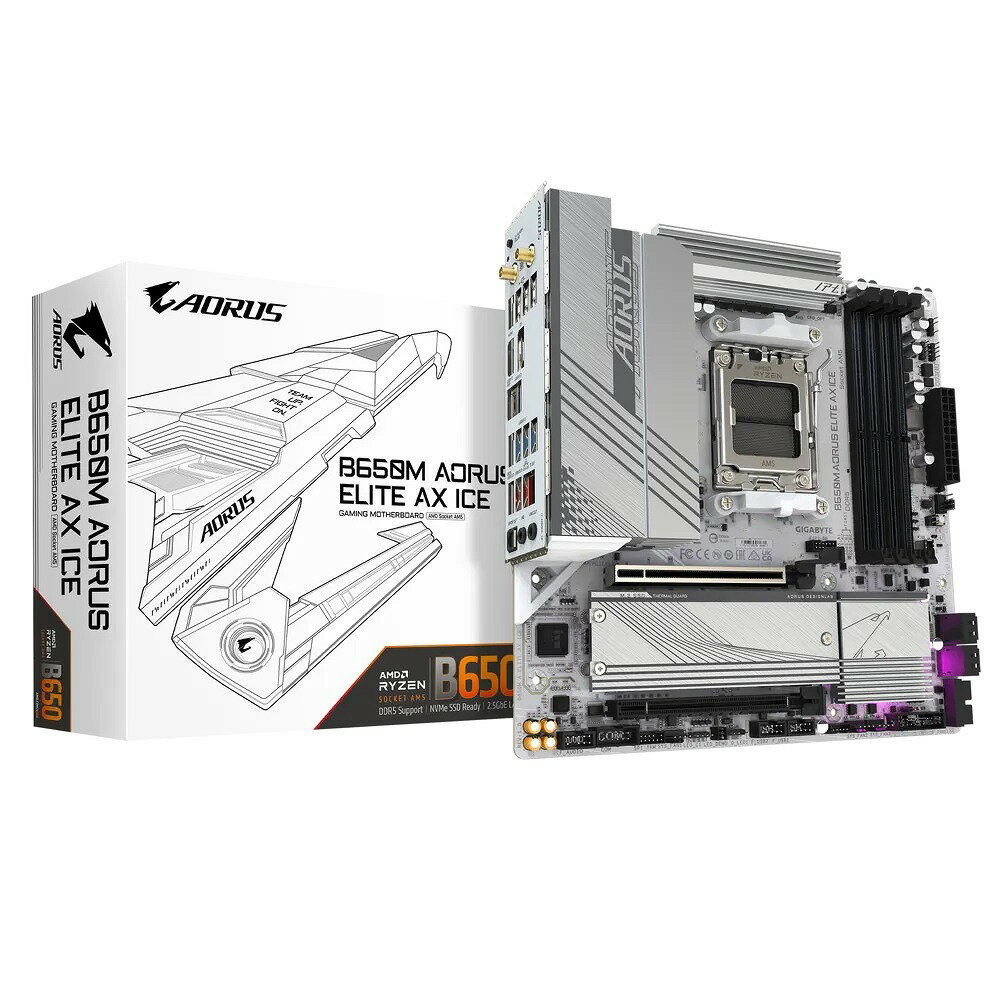 GIGABYTE（ギガバイト） B650M AORUS ELITE AX ICE ｜AM5(AMD Ryzen 7000/8000プロセッサー対応） Micro ATXマザーボード(24.4cm x 24.4cm) Wi-Fi 6E B650M A ELITE AX ICE