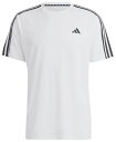 アディダス メンズ トレイン エッセンシャルズ スリーストライプス トレーニング半袖Tシャツ(ホワイト/ブラック・サイズ:J/M) BXH41-IB8151-J/M adidas