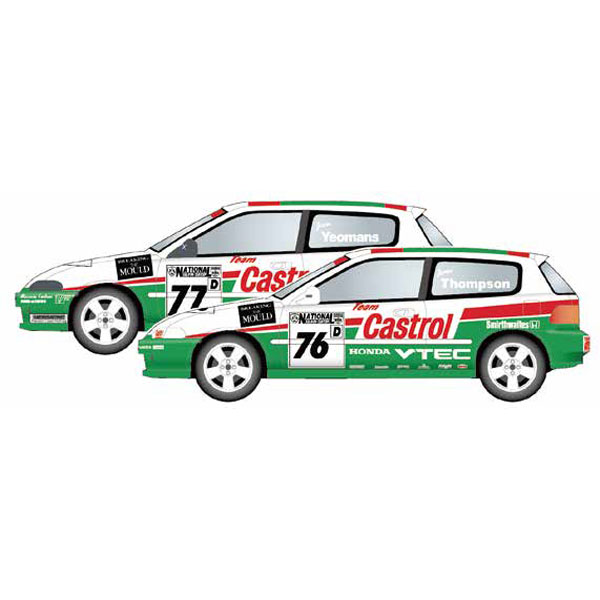 スタジオ27 1/24用デカール Civic ”Castrol” 76/ 77 National Saloon car cup 1993(ハセガワ対応)【ST27-DC1184】 デカール