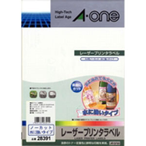 エーワン レーザープリンラベル 水に強いタイプ ホワイト（A4判 ノーカット）20シート 28391