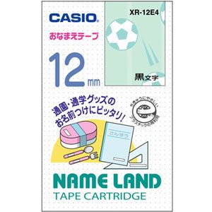 カシオ テープカートリッジ おなまえテープ（12mm幅/サッカ－ボ－ルテープ/黒文字） CASIO NAME LAND（..