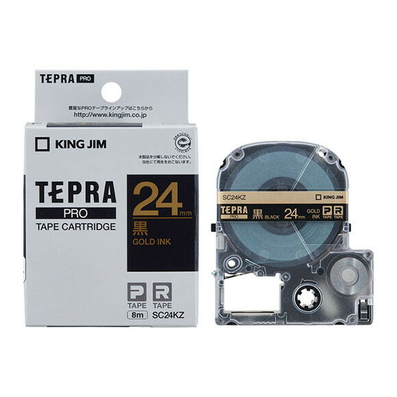 キングジム PRO テープカートリッジ カラーラベル（パステル）（24　幅/黒/金文字） KING JIM　TEPRA（テプラ）PROシリーズ SC24KZ 1