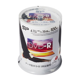 シリコンパワー データ用16倍速対応DVD-R 100枚パック4.7GB ホワイトプリンタブル SPDR47PWC100S