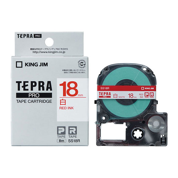 King Jim （Tepra） - キングジム PRO テープカートリッジ 白ラベル （18　幅/白/赤文字） KING JIM　TEPRA（テプラ）PROシリーズ SS18R