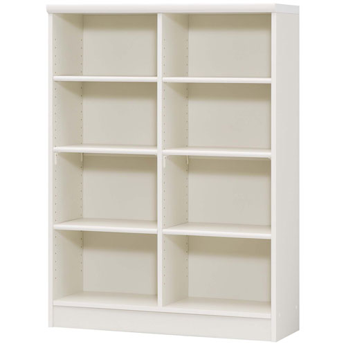 【返品種別A】□「返品種別」について詳しくはこちら□※組立時、プラスドライバーとゴムハンマーが必要になります。◆奥行きは31cmで本棚には最適◆収納したい本や雑貨などサイズにあわせて棚板の位置を自由にセッティング可能◆移動棚:4枚、可動固定棚:2枚（厚さ1.7cm）◆本体の強度と棚板の耐荷重を高めるフリーストップ棚受(可動固定棚)■　仕　様　■外形寸法（約）：幅86.5×奥行31.0×高さ117.0cm内寸（約）：幅40.6×奥行27.8×高さ104.3cm ×2列材質：プリント紙化粧繊維板塗装：ウレタン樹脂塗装重量（約）：19.5kg組立：お客様組立[NC1290WH]大洋生活家電＞収納家具＞リビング収納＞ラック