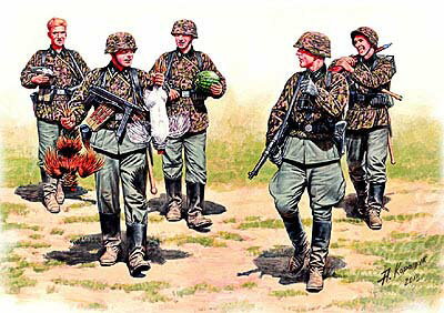 マスターボックス 1/35 独・武装親衛隊歩兵5体東部戦線-食料調達【MB35083】 未塗装組立フィギュア