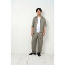 BF023411-1D-2D BACKYARD FAMILY(バックヤードファミリー) 高撥水 男女兼用 オープンカラー セットアップ(グレージュ 3L-4Lサイズ)
