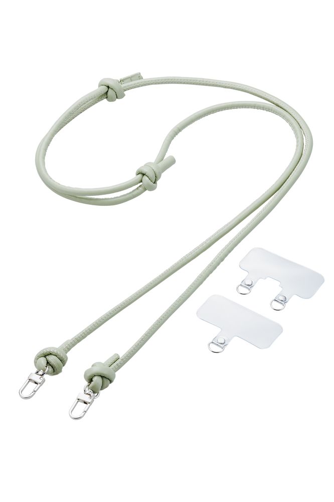 エレコム ショルダーストラップ レザー丸紐6mm 42〜75cm ストラップシート付 ＆me（グリーン） P-STSDH2LR06GN