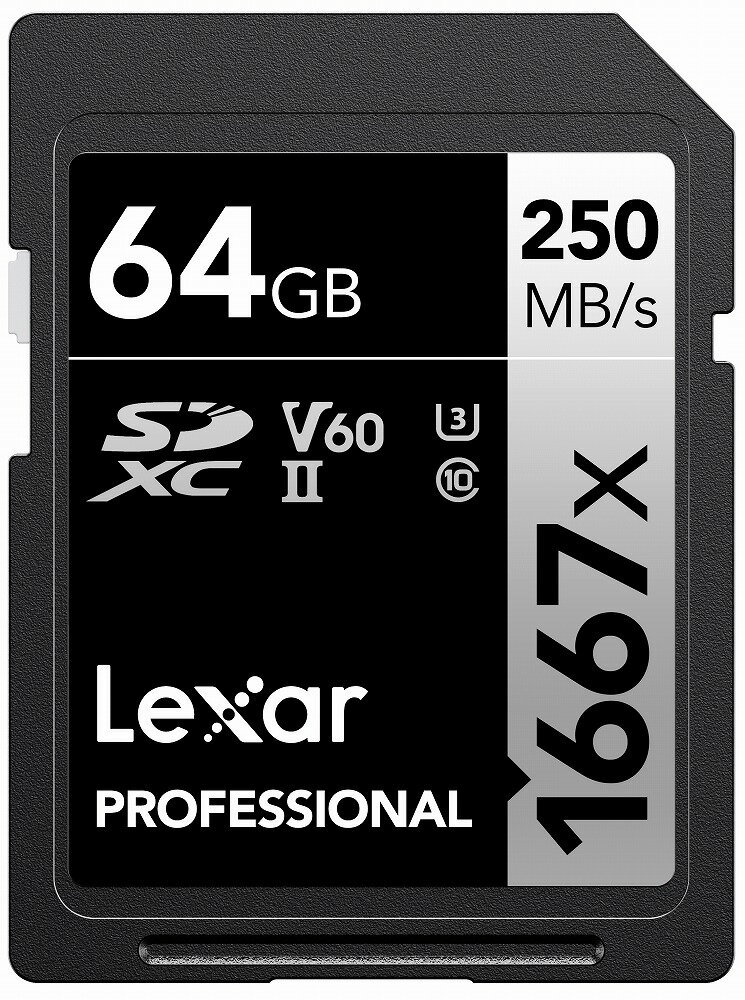 LSD64GCBJP1667 Lexar|レキサー SDXCカード 64GB 1667x UHS-II U3 V60 Professional 1667x SDXC UHS-II