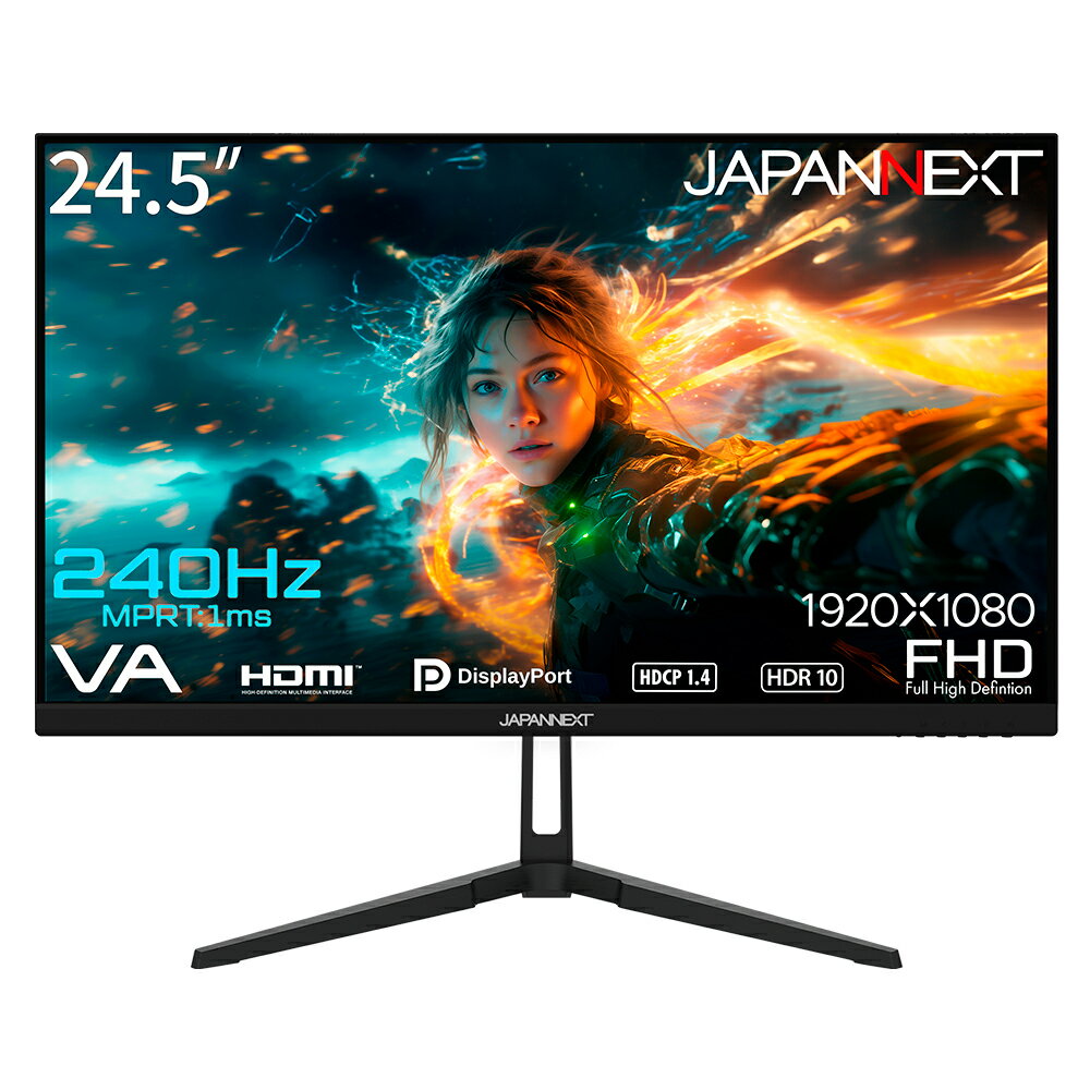 JAPANNEXTʥѥͥȡ 24.5 ߥ󥰱վǥץ쥤 (240Hz/MPRT 1ms/եHD/VA//DisplayPort/HDMI/ԡ/FreeSync/եåե꡼/֥롼饤ȷڸ) JN-VG245FHDR240