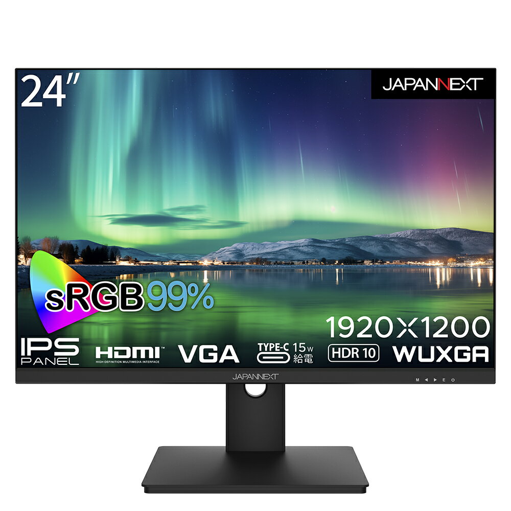 JAPANNEXT（ジャパンネクスト） 24型 15W給電 液晶ディスプレイ (WUXGA/IPS/非光沢/75Hz/14ms/HDMI/VGA/USB-C/スピーカー搭載/FreeSync/フリッカーフリー/ブルーライト軽減) JN-IPS24WUXGAR-C 1