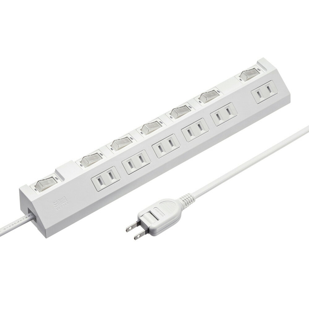 サンワサプライ 節電タップ（2P・6個口・3m・ホワイト） TAP-S30-3W [TAPS303W]