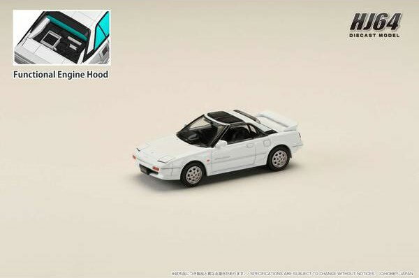 ホビージャパン 1/64 トヨタ MR2 1600Gリミテッド スーパーチャージャー 1988 Tバールーフ スーパーホワイト II【HJ643056AW】 ミニカー
