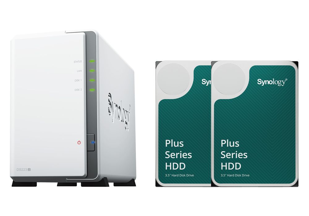 Synology（シノロジー） DiskStation DS223j 初心者ガイド付+HAT3310-12TB 2個セット DS223J+HAT3310-12TB2