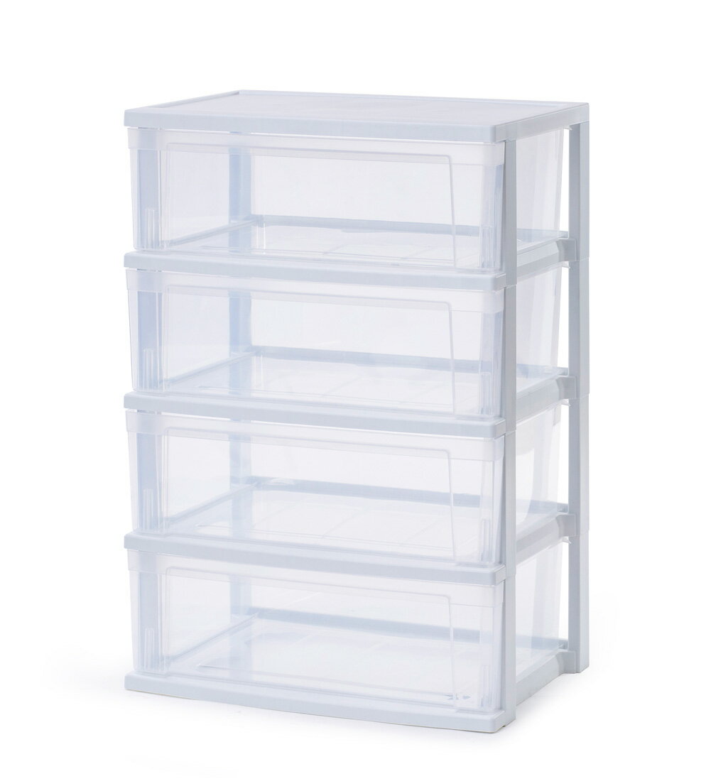 アイリスオーヤマ ワイドチェスト NSW-544ホワイト/クリア IRIS [NSW544ホワイトクリア]