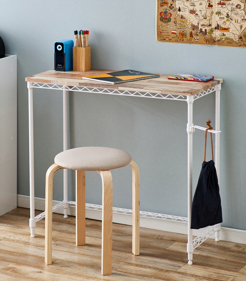 アイリスオーヤマ カラーメタルラック デスク(デスク幅81cm ホワイト) CMM-D81361 IRIS メタルラック [..