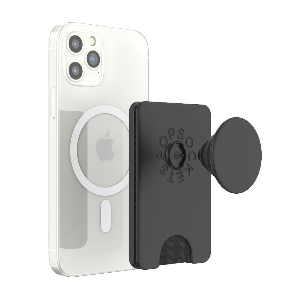 PopSockets スマホグリップ ポップウォレット MagSafe対応 アダプターリング付属（ブラック） PopWallet MagSafe Black 806922