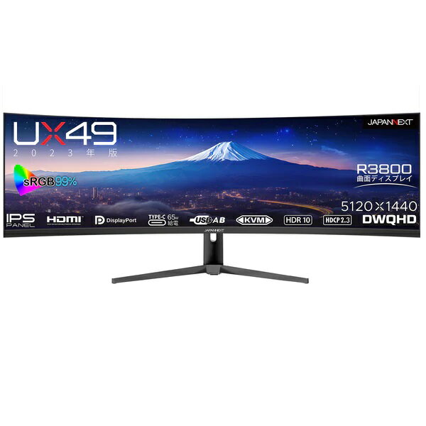 JAPANNEXTʥѥͥȡ 49 վǥץ쥤Dual WQHD/IPS (Ψ R3800)//7ms/DisplayPort/HDMI/ԡ/FreeSync/եåڸ/֥롼饤ȷڸ JN-IPS49DWQHDR-C65W-HS