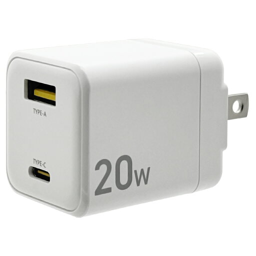 ラスタバナナ PD20W対応 TYPE-C1ポート/USB1ポート AC充電器(ホワイト) RACCA20W02WH ラスタバナナ PD20W対応 TYPE-C1ポート/USB1ポート AC充電器(ホワイト) RACCA20W02WH