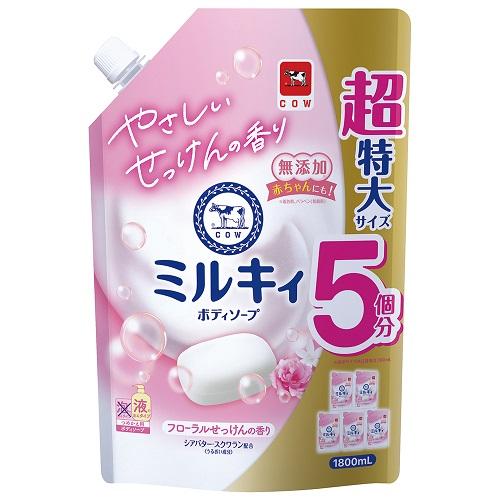 ミルキィボディソープ フローラルせっけんの香り つめかえ用 1800ml 牛乳石鹸共進社 ミルキイBSFセツケンカエ1800