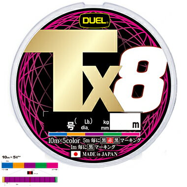PE - DUEL Tx8 200m 5色×10m(2号/38lb) H4337-5C デュエル PEライン