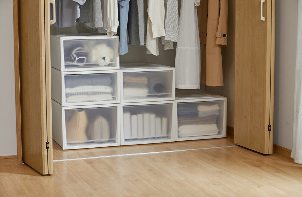 アイリスオーヤマ ネスティングボックスチェスト3個セット(ホワイト/クリア) NSBC-500D3ホワイト/クリア IRIS [NSBC500D3ホワイトクリア...