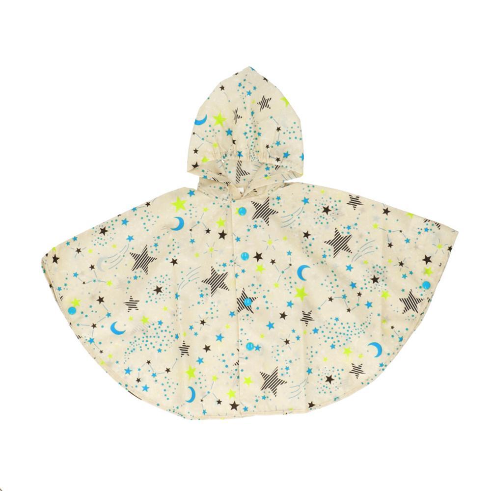 BACKYARD FAMILY(バックヤードファミリー) キッズレインポンチョ 男の子（星柄ベージュ・サイズ：M 90-..