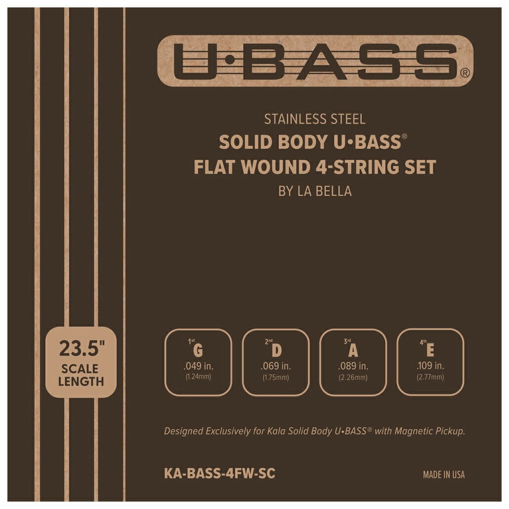 KA-BASS-4FW-SC  쥭١(Stainless Flat Wound) KALA Solid Body U-BASS Strings by La Bella