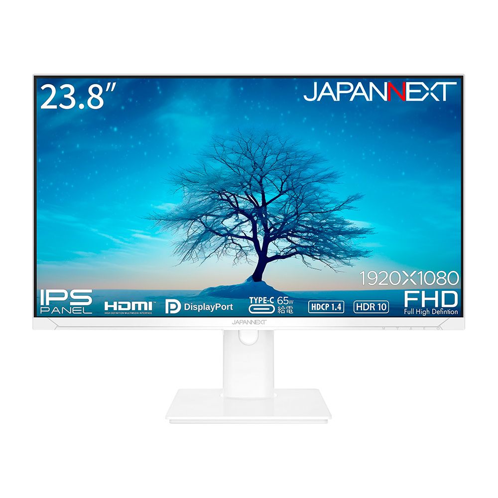 JAPANNEXT（ジャパンネクスト） 23.8型 昇降式スタンド 液晶ディスプレイ(フルHD/IPS/非光沢/5ms(GtoG)/75Hz/DisplayPort/HDMI/USB-C(65W給電)/スピーカー搭載/FreeSync/フリッカーフリー/ブルーライト軽減) JN-IPS2381FHDR-C65W-HSP-W 1