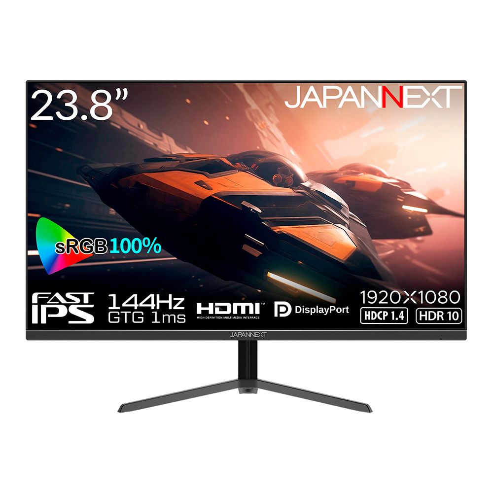 JAPANNEXT（ジャパンネクスト） 23.8型 ゲーミング液晶ディスプレイ(144Hz/1ms/フルHD/FAST IPS/非光沢/DisplayPort/HDMI/FreeSync/フリッカーフリー/ブルーライト軽減) JN-238GI144FR