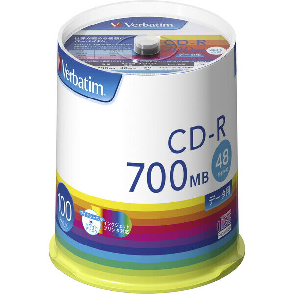 С٥ ǡ48®бCD-R 100ѥå700MB ۥ磻ȥץ󥿥֥ Verbatim SR80FP100V1E