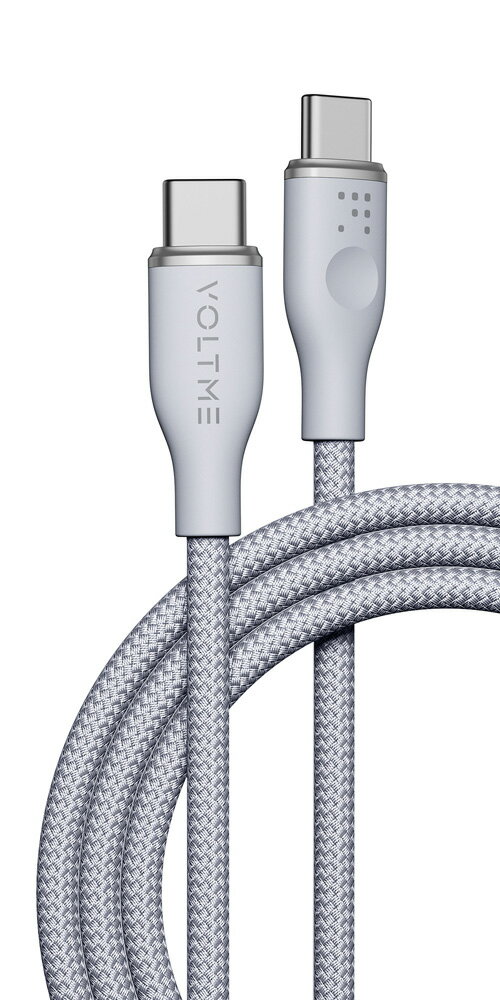 VOLTME(ボルトミー) 3A・60W データ転送/充電 高耐久編み込み ナイロンケーブル USB-C＆USB-C 1.8m（グレー） C2165(VOLTME)