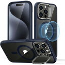 ESR iPhone 15 Pro Max用 MagSafe対応 隠れスタンド付きハイブリッドケース(クリアダークブルー) Classic Hybrid Cas...