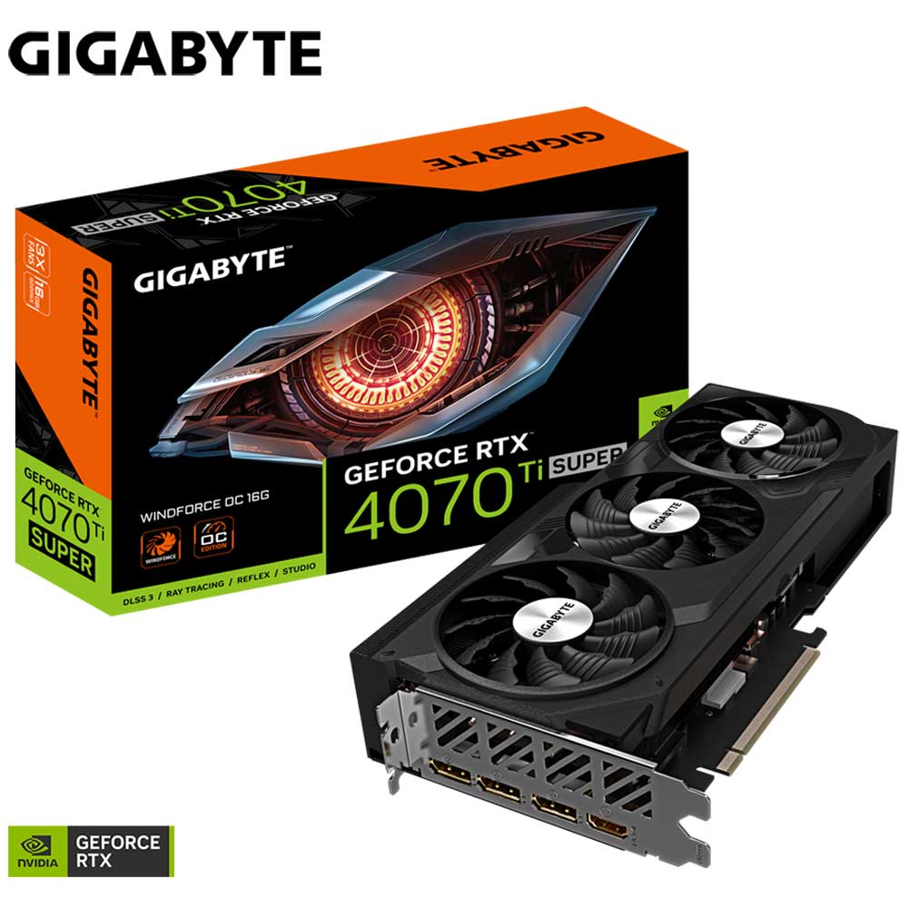 GIGABYTEʥХȡ GeForce RTX 4070 Ti SUPER WINDFORCE OC 16G Сåǥ 2625 MHz16GB GDDR6X ꡢDisplayPort 1.4a x3/HDMI 2.1a x1 GV-N407TSWF3OC-16GD