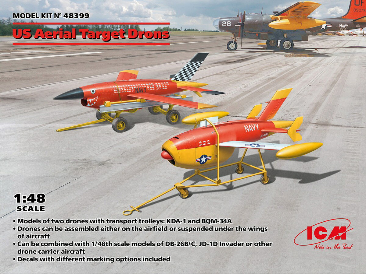 ICM 1/48 アメリカ海軍ターゲットドローン2機セット(KDA-1/BQM-34A)【48399】 プラモデル