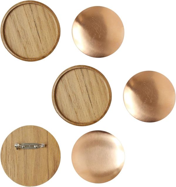 NBK 木製ブローチ台 5組入（ナチュラル・タイプ：丸 φ55mm） A22-4-5