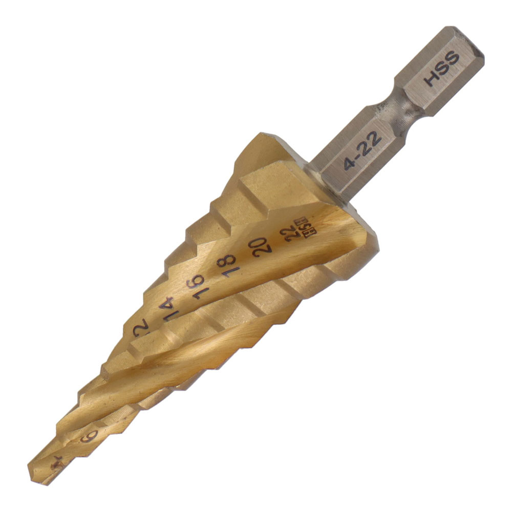 H＆H 四刀流 チタンステップドリル 10段(4-22mm) #350273 HSP-3