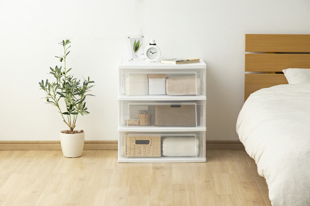 アイリスオーヤマ ワイドチェスト(ホワイト/クリア) NSW-543ホワイト/クリア IRIS [NSW543ホワイトクリ..