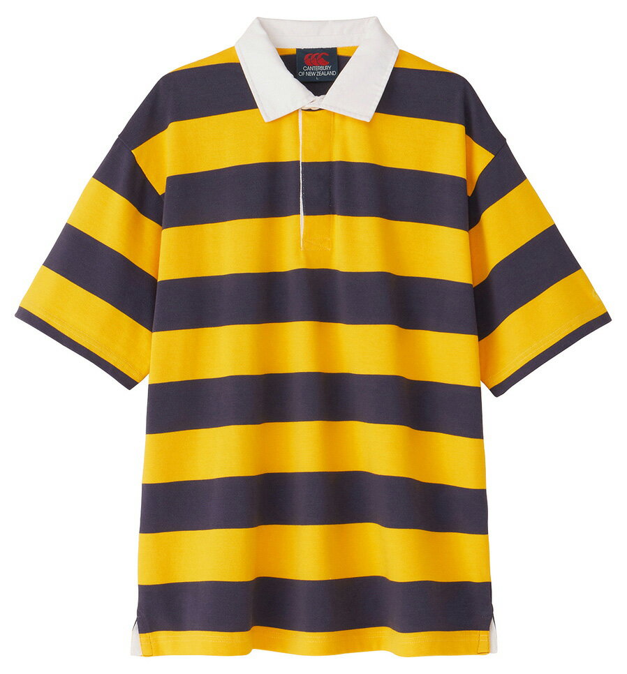 CCC-RA34136-54-L カンタベリー ユニセックス ショートスリーブ 2.5インチ ストライプラグビージャージ(イエロー・サイズ:L) CANTERBURY