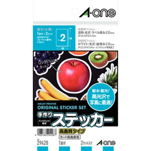 エーワン 手作りステッカー 高画質タイプ 1面 はがきサイズ 2セット A one 29428