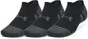DOM-1379503-001-MD アンダーアーマー UAパフォーマンステック ノーショー ソックス 3足セット(Black/Black/Jet Gray・サ...